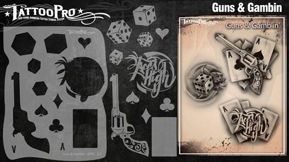 Wiser's Guns & Gambling Airbrush Tattoo Pro Stencil Series 2 - Silly Farm Supplies
