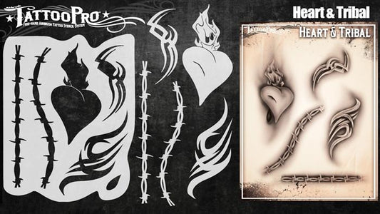 Wiser's Heart & Tribal Airbrush Tattoo Pro Stencil Series 4 - Silly Farm Supplies