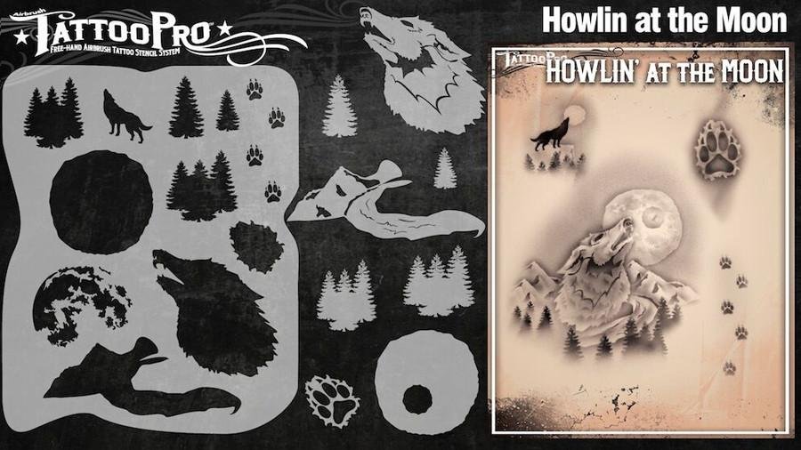 Wiser's Howlin' at the Moon Tattoo Pro Stencil Series 3 - Silly Farm Supplies