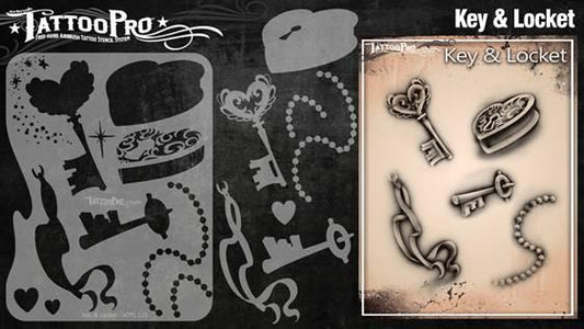 Wiser's Key & Locket Airbrush Tattoo Pro Stencil Series 2 - Silly Farm Supplies