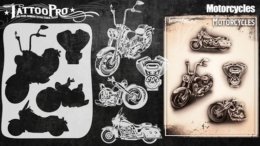 Wiser's Motorcycles Airbrush Tattoo Pro Stencil Series 4 - Silly Farm Supplies