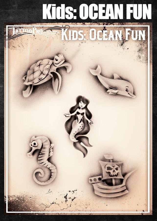 Wiser's Ocean Fun Airbrush Tattoo Pro Stencil- Kids Series - Silly Farm Supplies