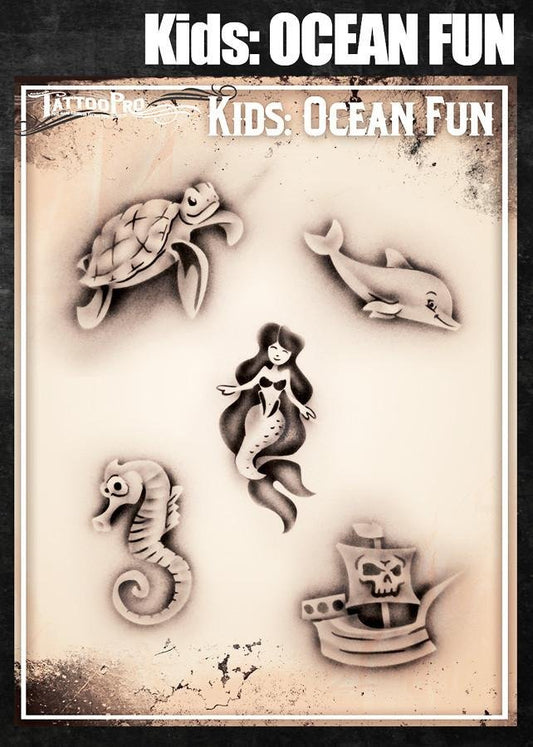 Wiser's Ocean Fun Airbrush Tattoo Pro Stencil- Kids Series - Silly Farm Supplies
