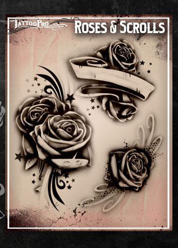 Wiser's Roses & Scrolls Tattoo Pro Stencil Series 1 - Silly Farm Supplies
