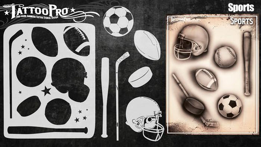 Wiser's Sports Airbrush Tattoo Pro Stencil Series 4 - Silly Farm Supplies