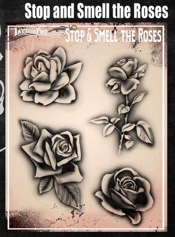 Stop And Smell The Roses Stencil: Tattoo Pro Stencils - Facepaint.com