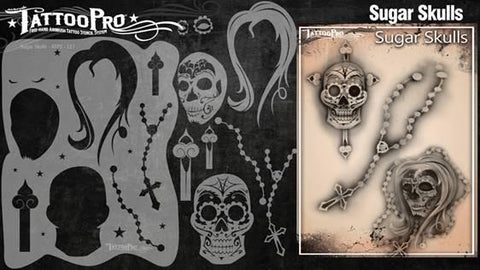 Wiser's Sugar Skulls Airbrush Tattoo Pro Stencil Series 2