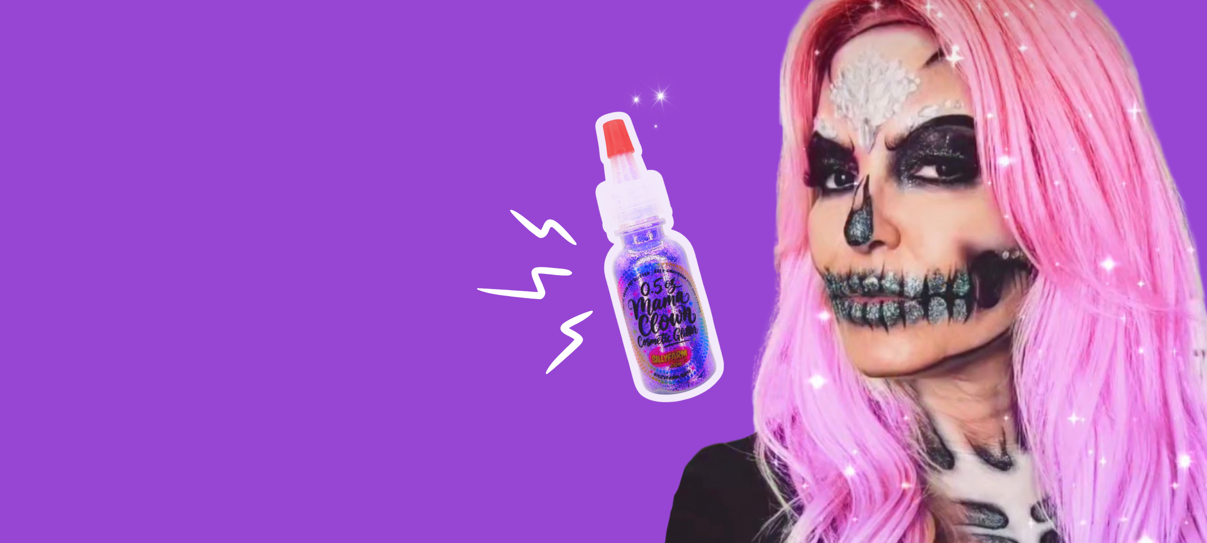 $5 off plus a free Lavender Lilac glitter with code SPOOKY. Skull makeup by Vanessa Vee FX Artistry